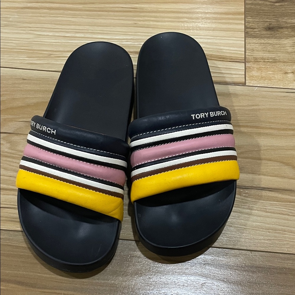 Tory Burch Multicolor Striped Slide Sandals Sz 7